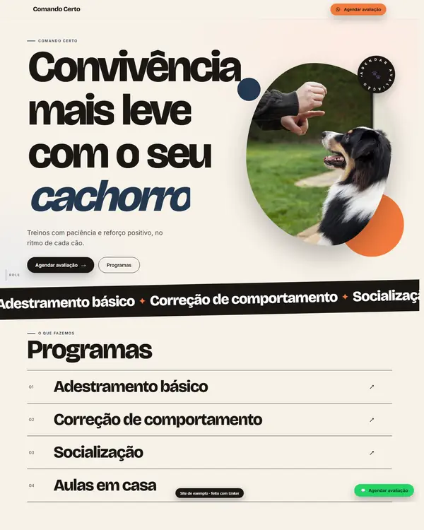 Site de exemplo para Adestramento