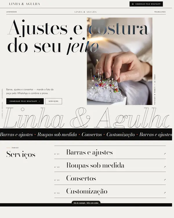 Site de exemplo para Ajustes e Costura