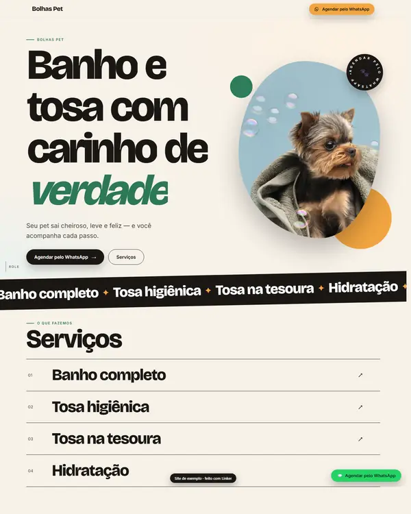 Site de exemplo para Banho e Tosa