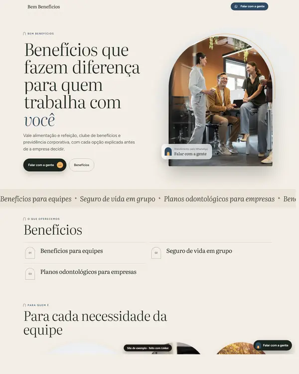 Site de exemplo para Benefícios