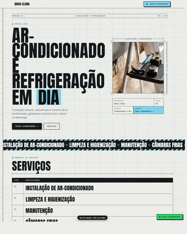 Site de exemplo para Climatização e Refrigeração