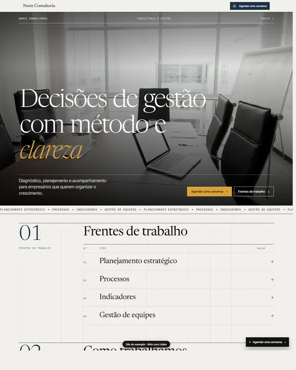 Site de exemplo para Consultoria e Gestão