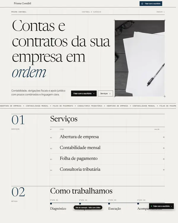 Site de exemplo para Contábil e Jurídico