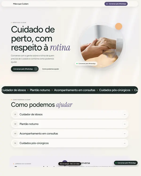 Site de exemplo para Cuidadores