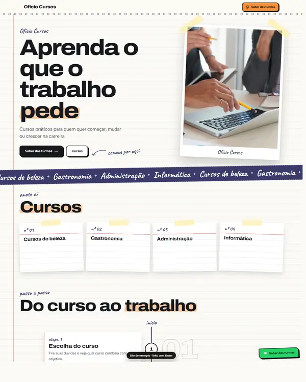 Site de exemplo para Cursos Profissionalizantes