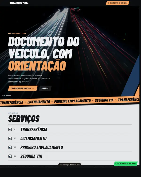 Site de exemplo para Documentação e Despachante