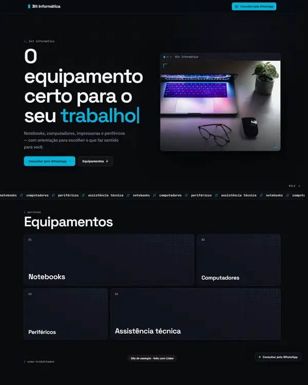 Site de exemplo para Equipamentos