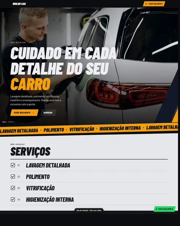 Site de exemplo para Estética Automotiva