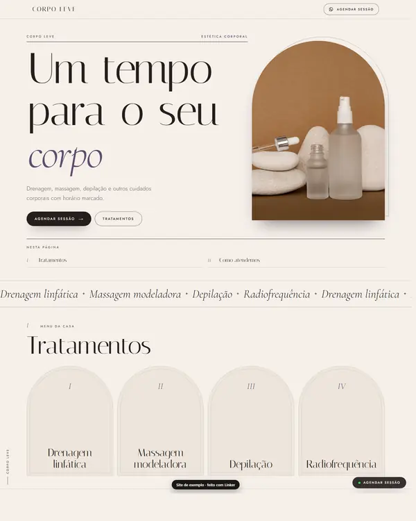 Site de exemplo para Estética Corporal