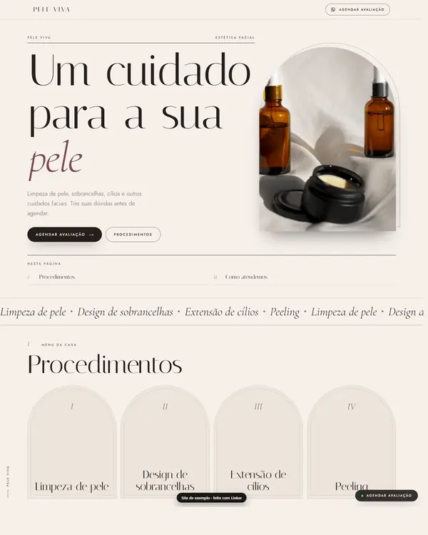 Site de exemplo para Estética Facial