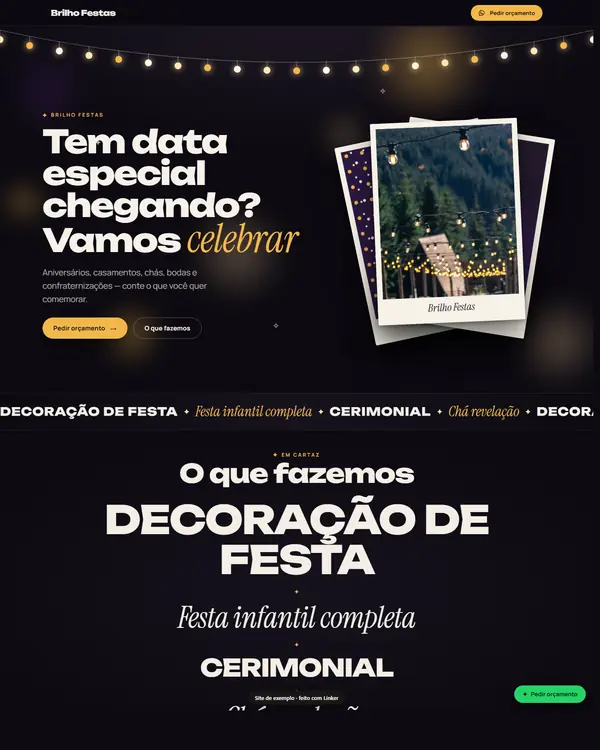 Site de exemplo para Festas e Celebrações