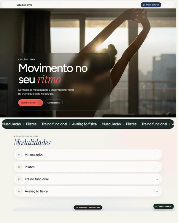 Site de exemplo para Fitness