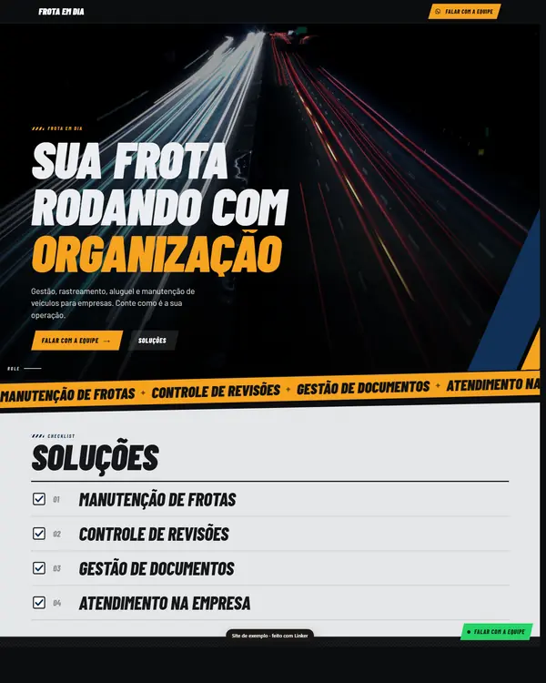 Site de exemplo para Frotas