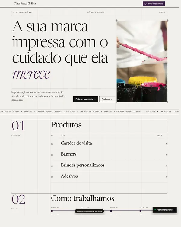 Site de exemplo para Gráfica e Brindes