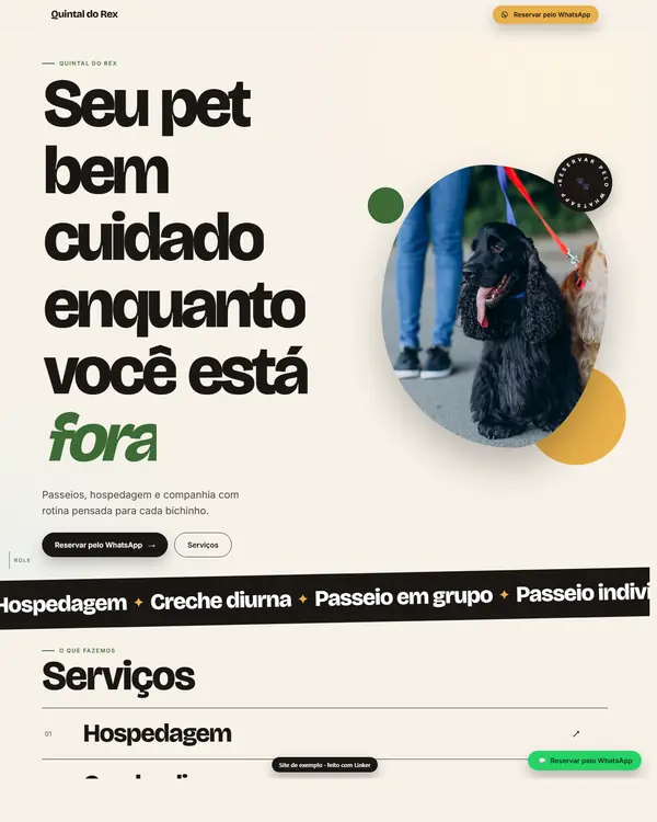 Site de exemplo para Hospedagem e Passeio
