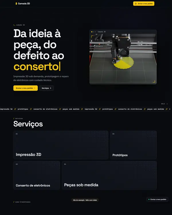 Site de exemplo para Impressão 3D e Eletrônica
