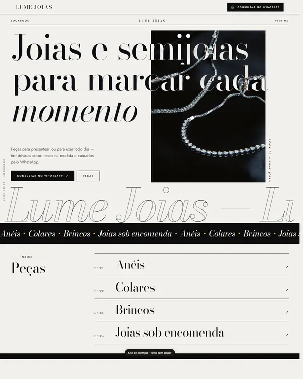 Site de exemplo para Joias e Semijoias