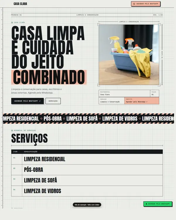 Site de exemplo para Limpeza e Conservação