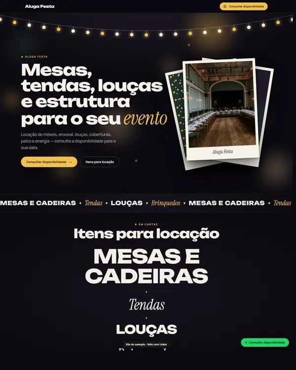 Site de exemplo para Locação para Eventos