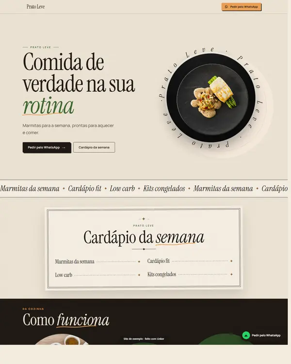 Site de exemplo para Marmitas e Fit