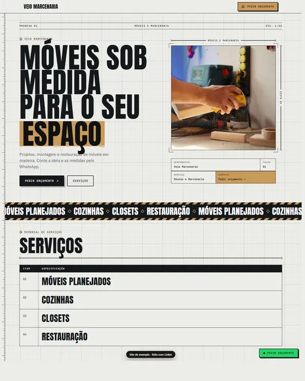 Site de exemplo para Móveis e Marcenaria