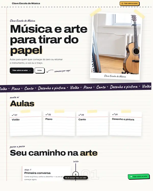 Site de exemplo para Música e Arte