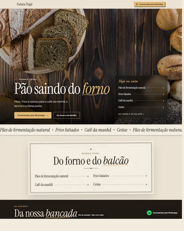 Site de exemplo para Padaria e Frios