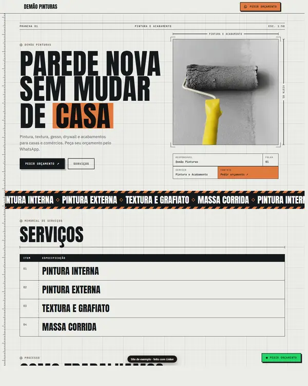 Site de exemplo para Pintura e Acabamento