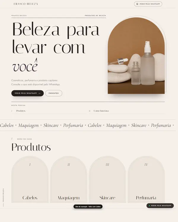 Site de exemplo para Produtos de Beleza