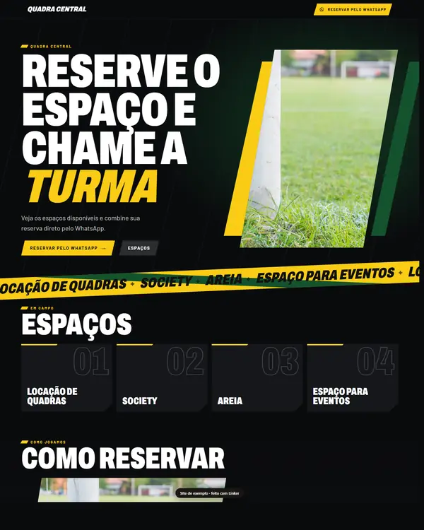 Site de exemplo para Quadras e Espaços