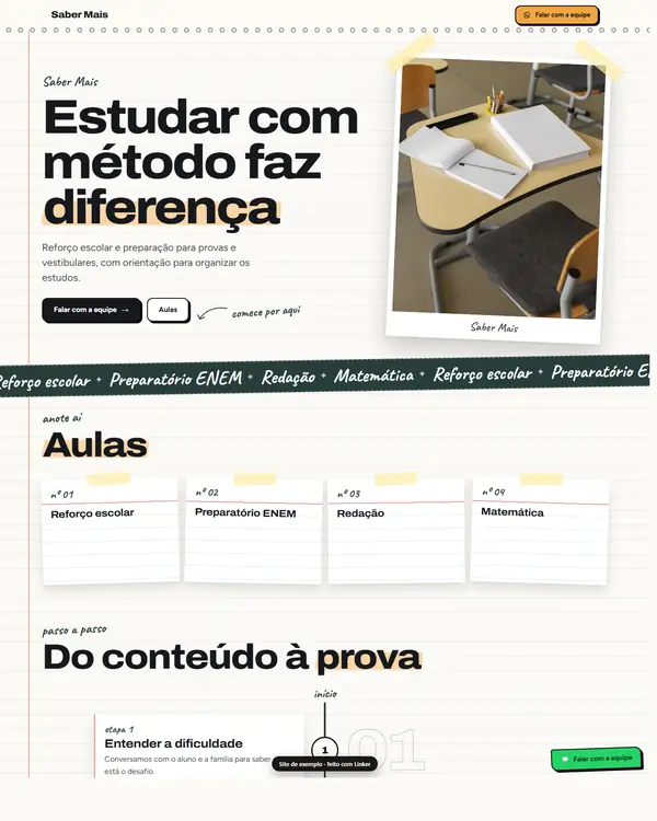 Site de exemplo para Reforço e Vestibular