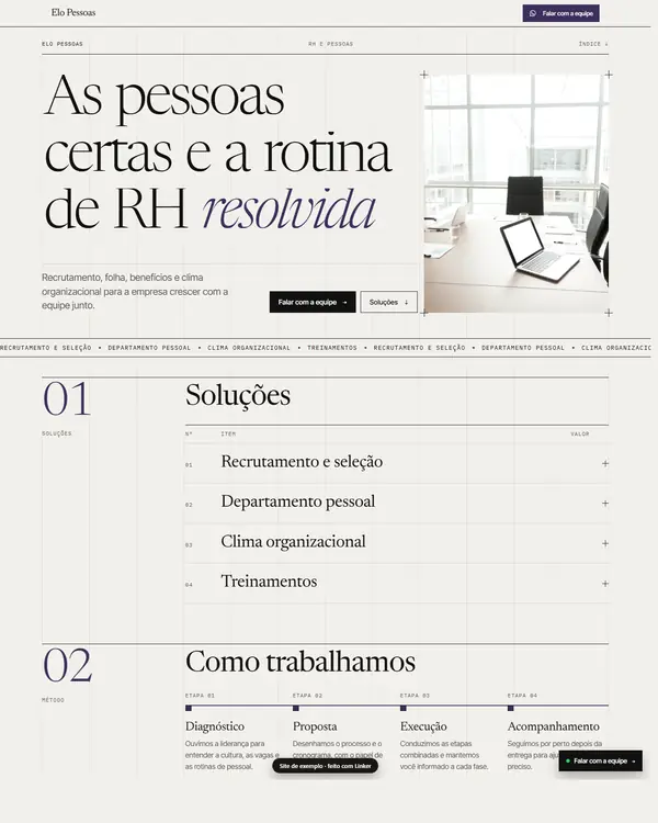 Site de exemplo para RH e Pessoas
