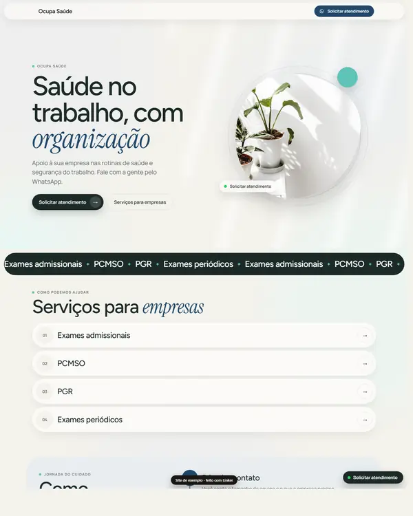 Site de exemplo para Saúde Ocupacional