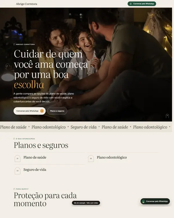 Site de exemplo para Saúde, Odonto e Vida