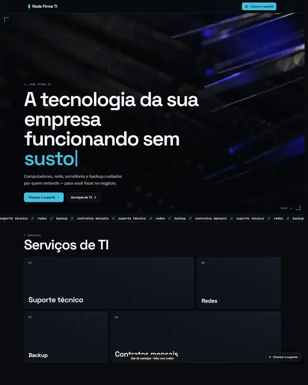 Site de exemplo para Suporte e Infraestrutura
