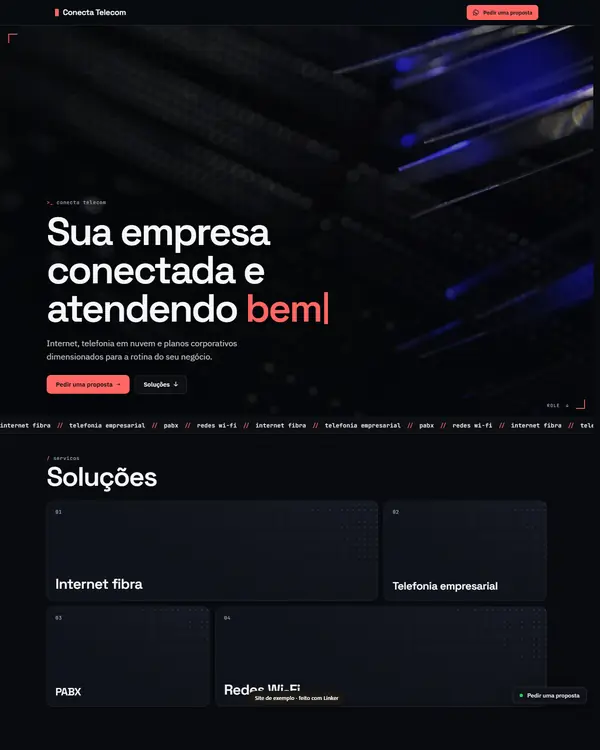 Site de exemplo para Telefonia e Internet