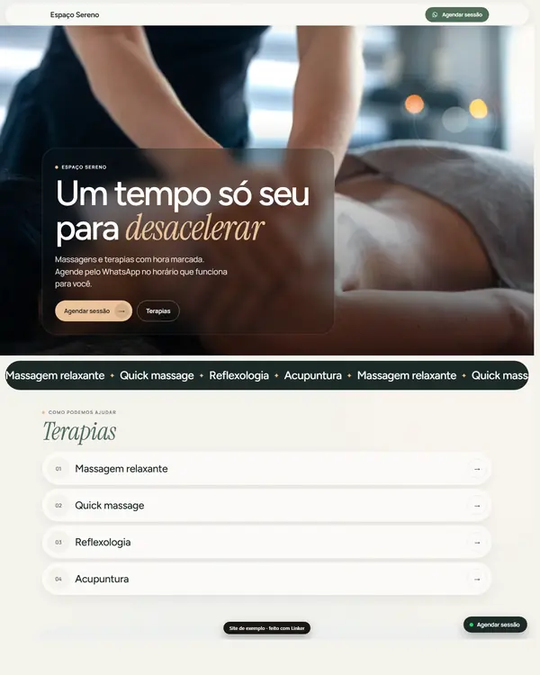 Site de exemplo para Terapias e Massagens