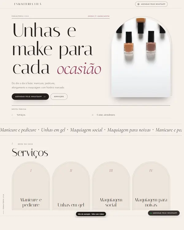 Site de exemplo para Unhas e Maquiagem